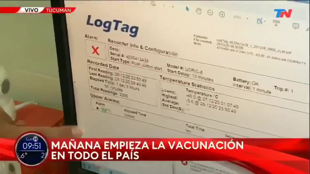 ARGENTINA- Según capturaron las imágenes del noticiero TN, la vacuna rusa habría llegado en mal e