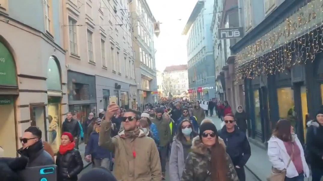 Una manifestación contra la vacunación obligatoria en Graz, Austria